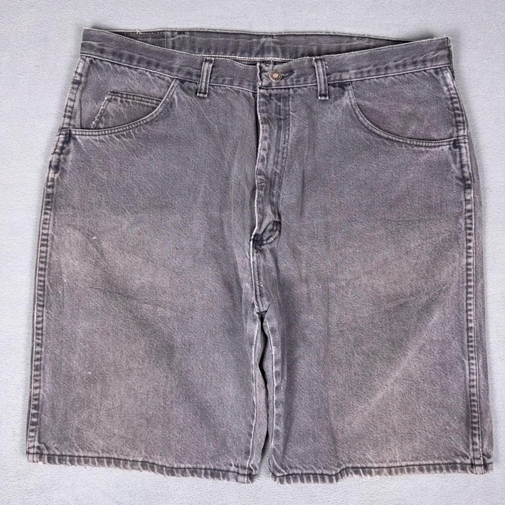 Vintage 90s Wrangler Denim Jean Shorts Mens 38‎ Faded Black USA Made Relaxed Fit